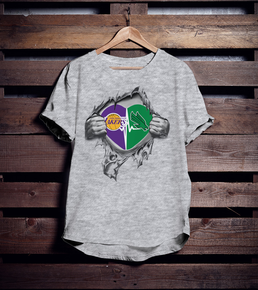 Lakers North Texas Mean Green Heart Tear T-Shirt