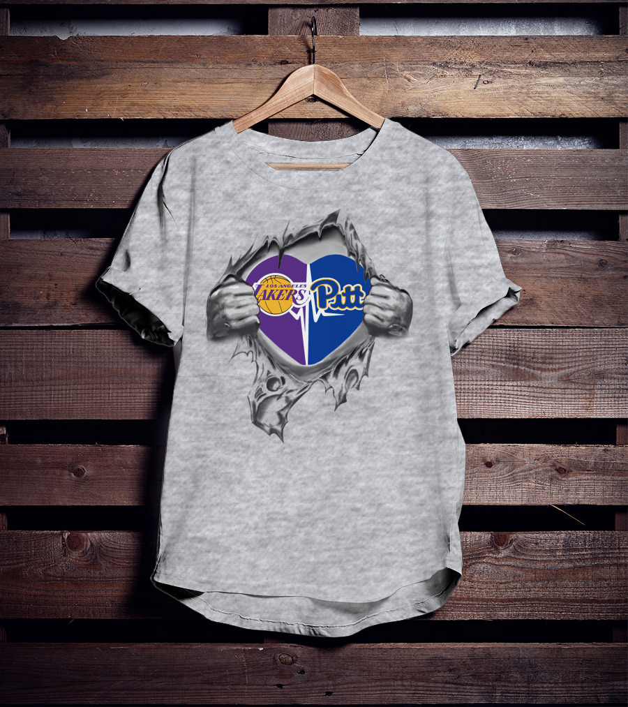Los Angeles Lakers Pittsburgh Panthers Heart T-Shirt