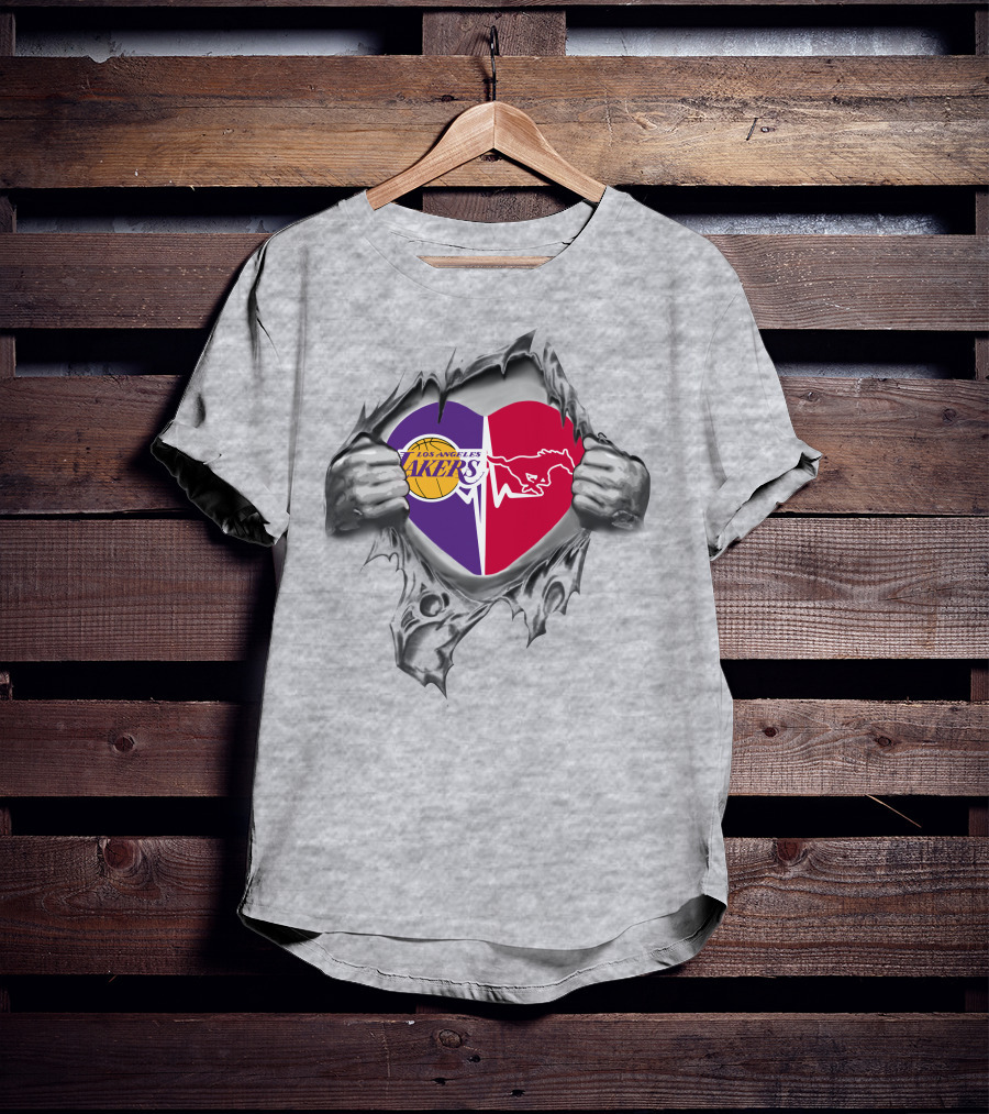 Los Angeles Lakers Smu Mustangs Heartbeat Passion T-Shirt