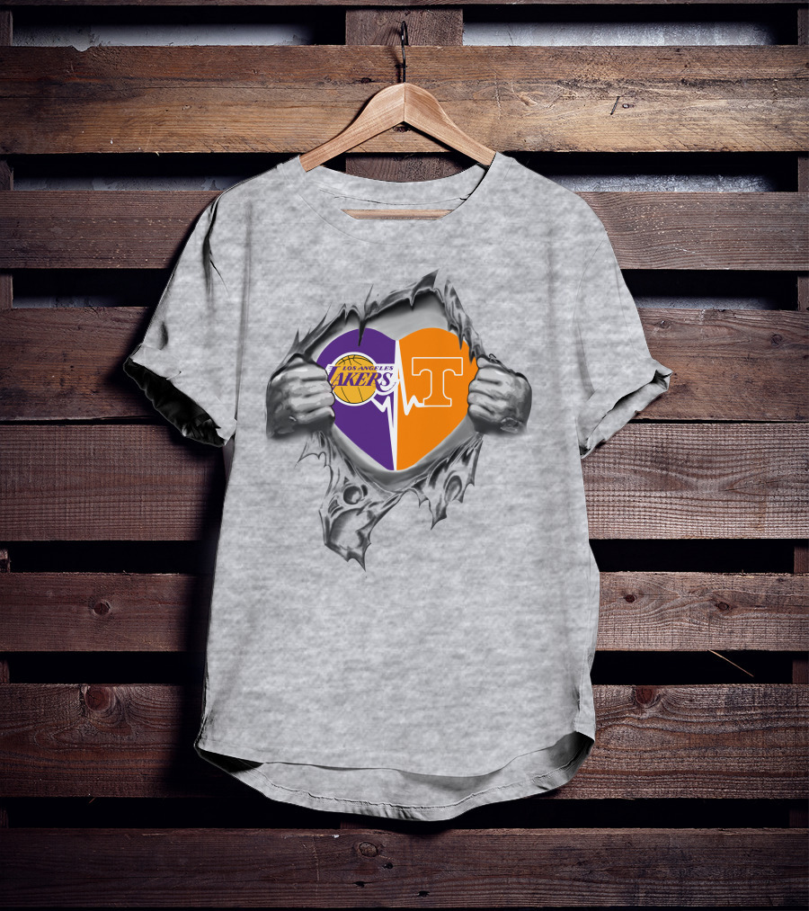 Los Angeles Lakers Tennessee Volunteers Heartbeat Loyalty T-Shirt