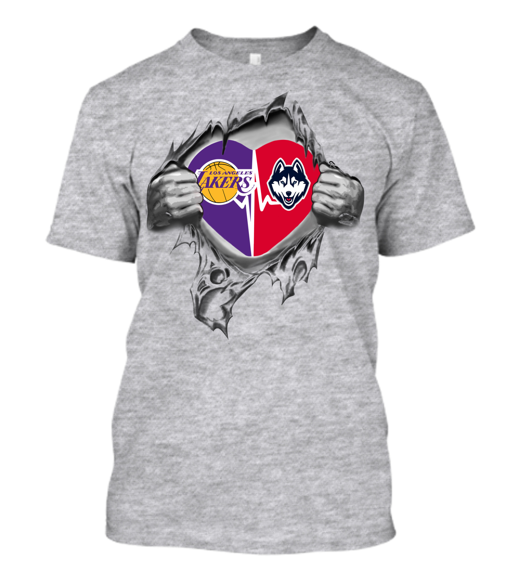 Los Angeles Lakers Uconn Huskies Heart T-Shirt