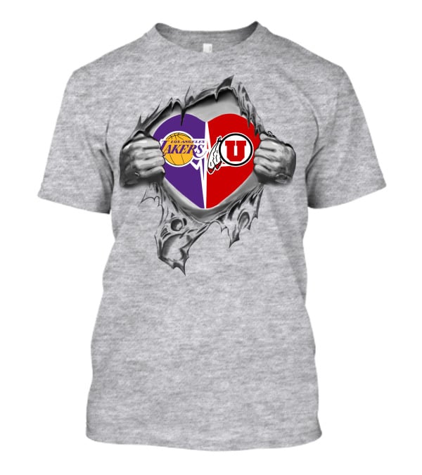 Los Angeles Lakers Utah Utes Heart Torn T-Shirt