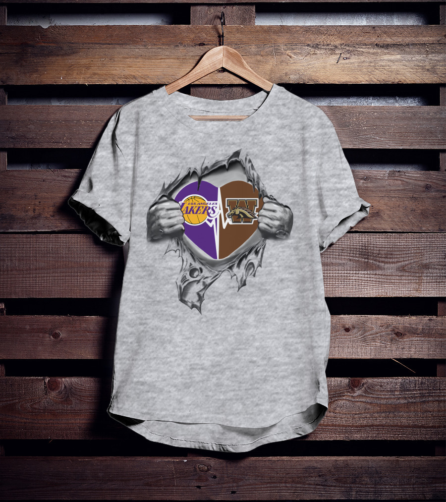 Los Angeles Lakers Western Michigan Broncos Heartfelt Passion T-Shirt