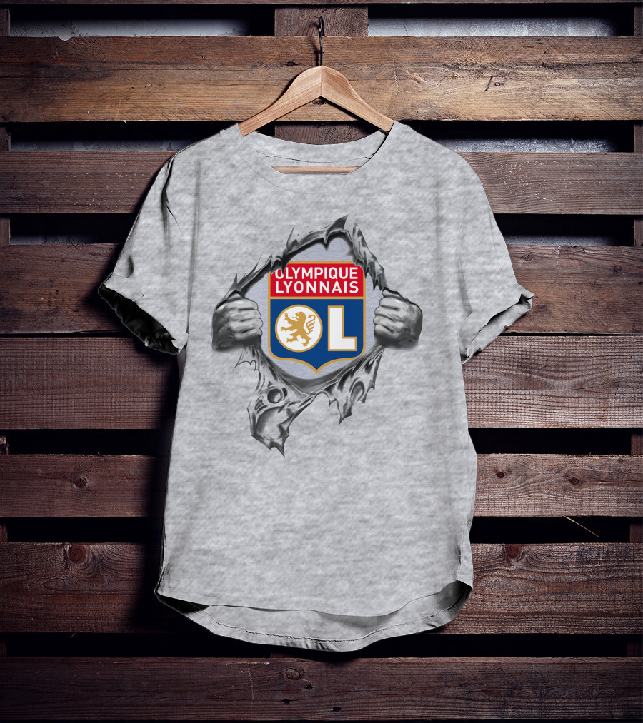 Olympique Lyonnais Lyon Super Fan 281 Red Blue Lion T-Shirt