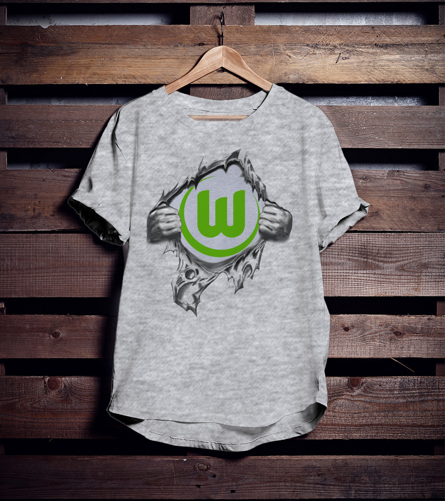 Vfl Wolfsburg Super Fan Tearing Through T-Shirt