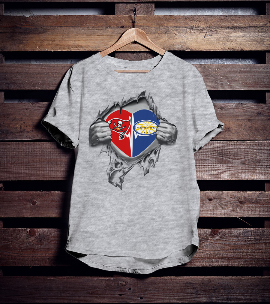 Buccaneers Pirate And Miami Fusion Sun Heartburst T-Shirt