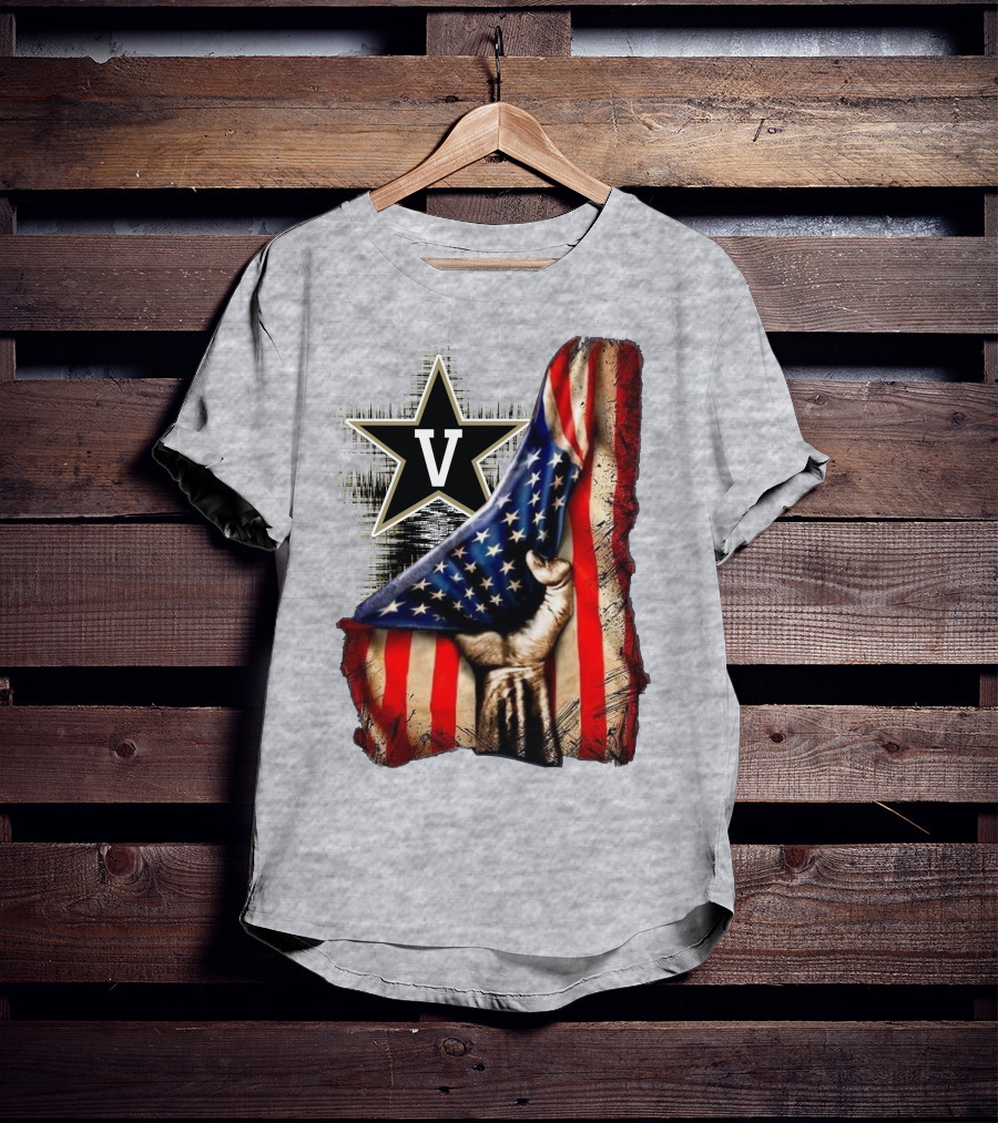 Vanderbilt Commodores American Flag Hand And Star T-Shirt