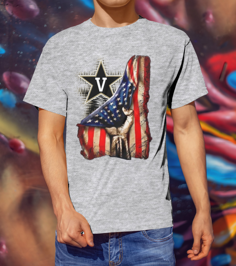 Vanderbilt Commodores American Flag Hand And Star T-Shirt