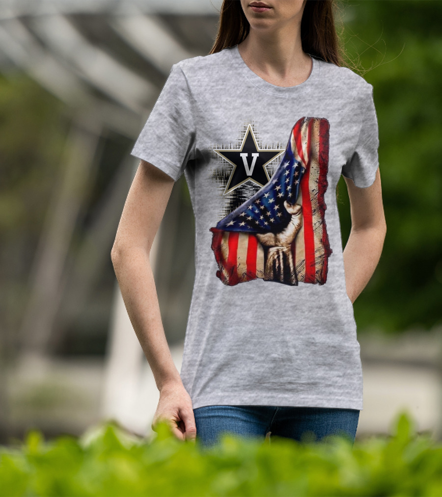 Vanderbilt Commodores American Flag Hand And Star T-Shirt