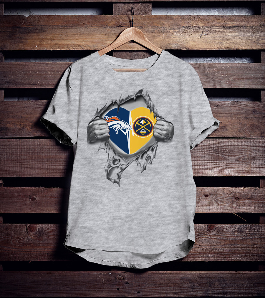 Denver Broncos Nuggets Heart Unity T-Shirt
