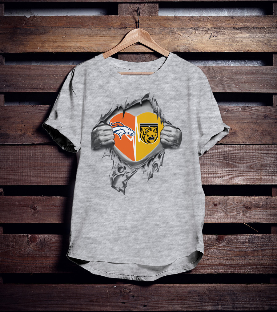 Denver Broncos Colorado College Tigers Heart Symbol Unity T-Shirt