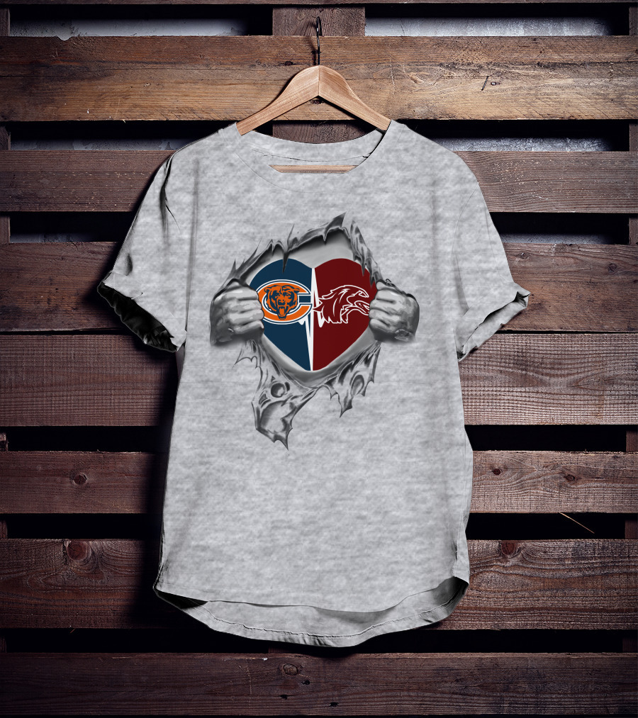 Chicago Bears Southern Illinois Salukis Heart Design Fusion T-Shirt