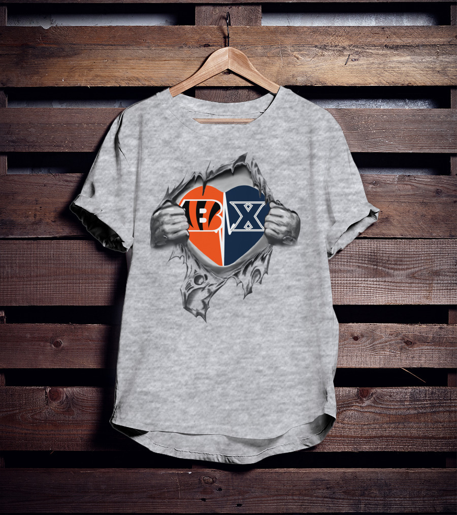 Bengals Xavier Musketeers Heart Logo Collaboration T-Shirt