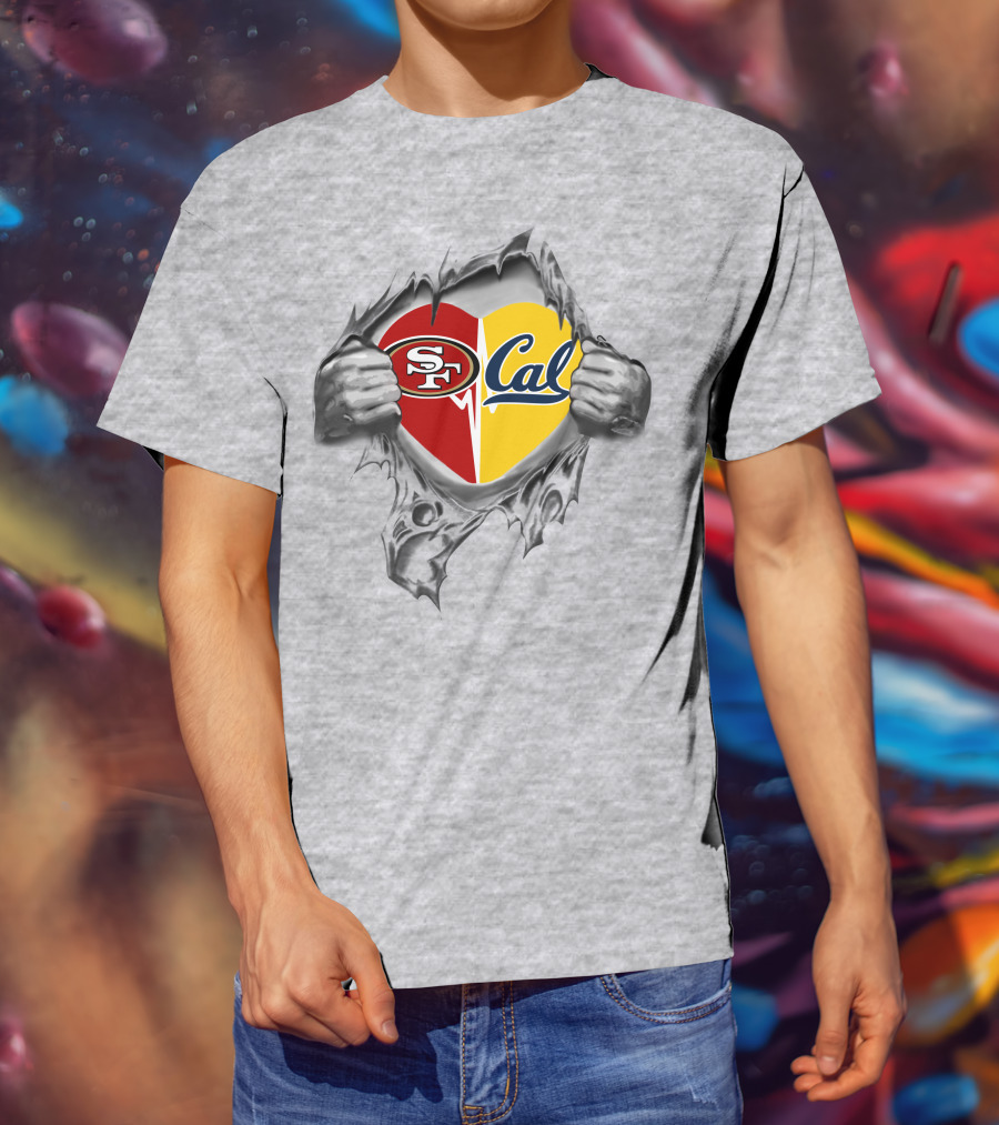 49ers Cal Golden Bears Heart Dual Loyalty T-Shirt