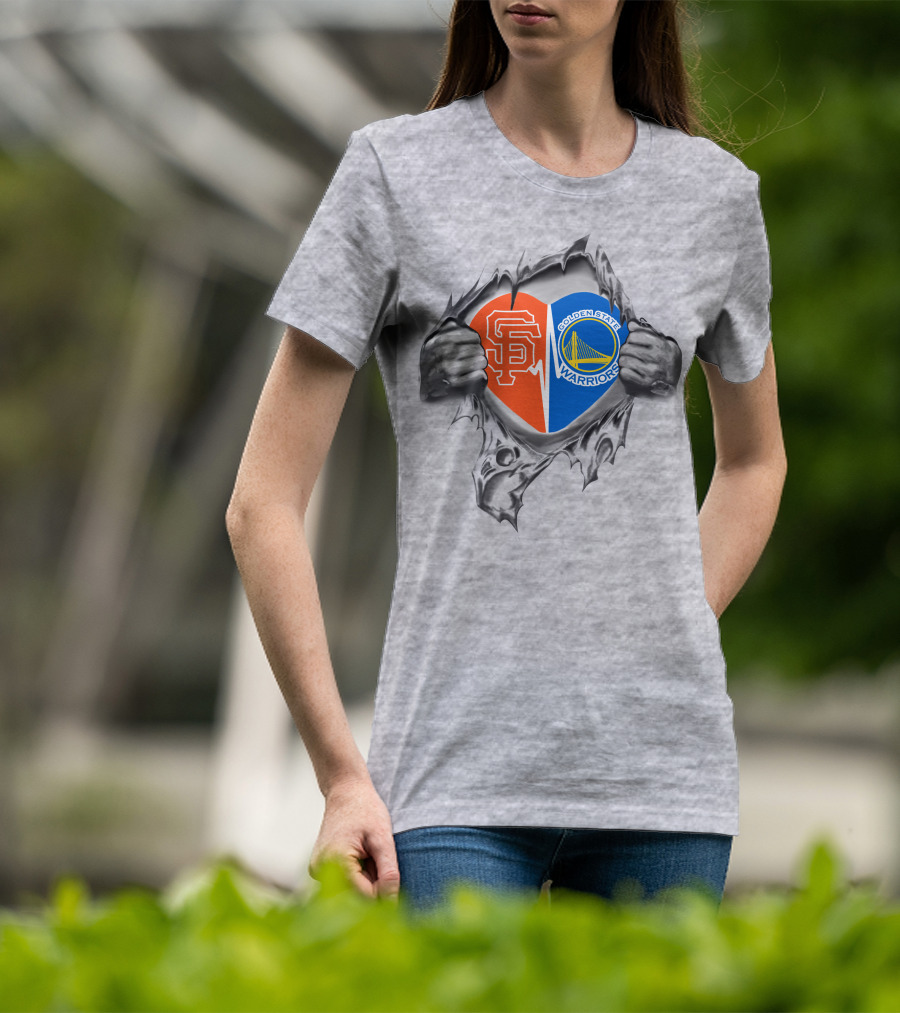 Giants Warriors It's In My Heart Dual Logo Fan Passion T-Shirt