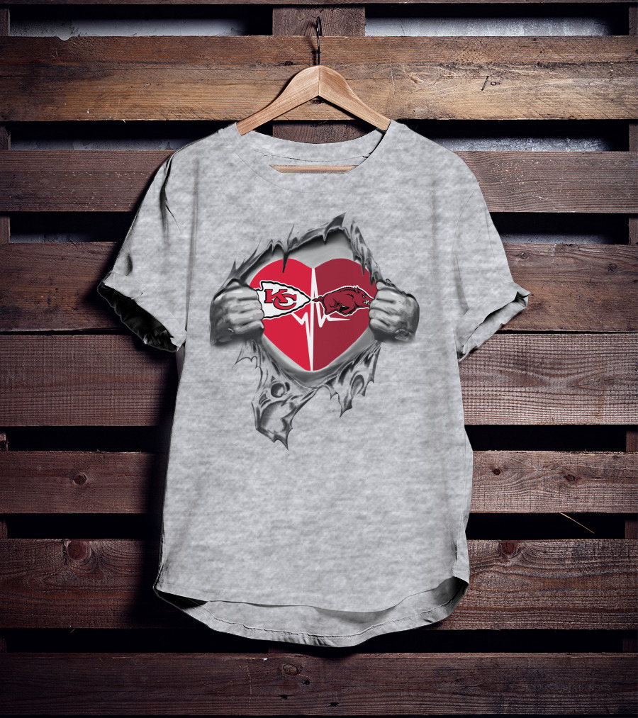 Chiefs Arkansas Razorbacks Heartbeat Passion T-Shirt