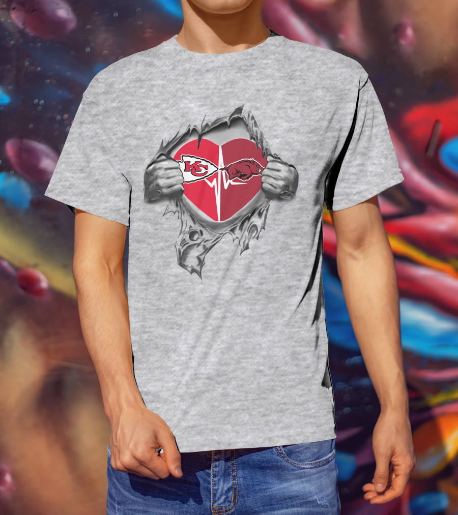 Chiefs Arkansas Razorbacks Heartbeat Passion T-Shirt