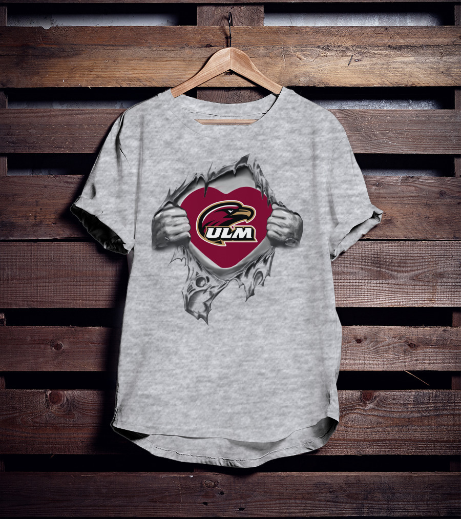 Ul Monroe Warhawks Heart Logo With Hands Holding Tear T-Shirt