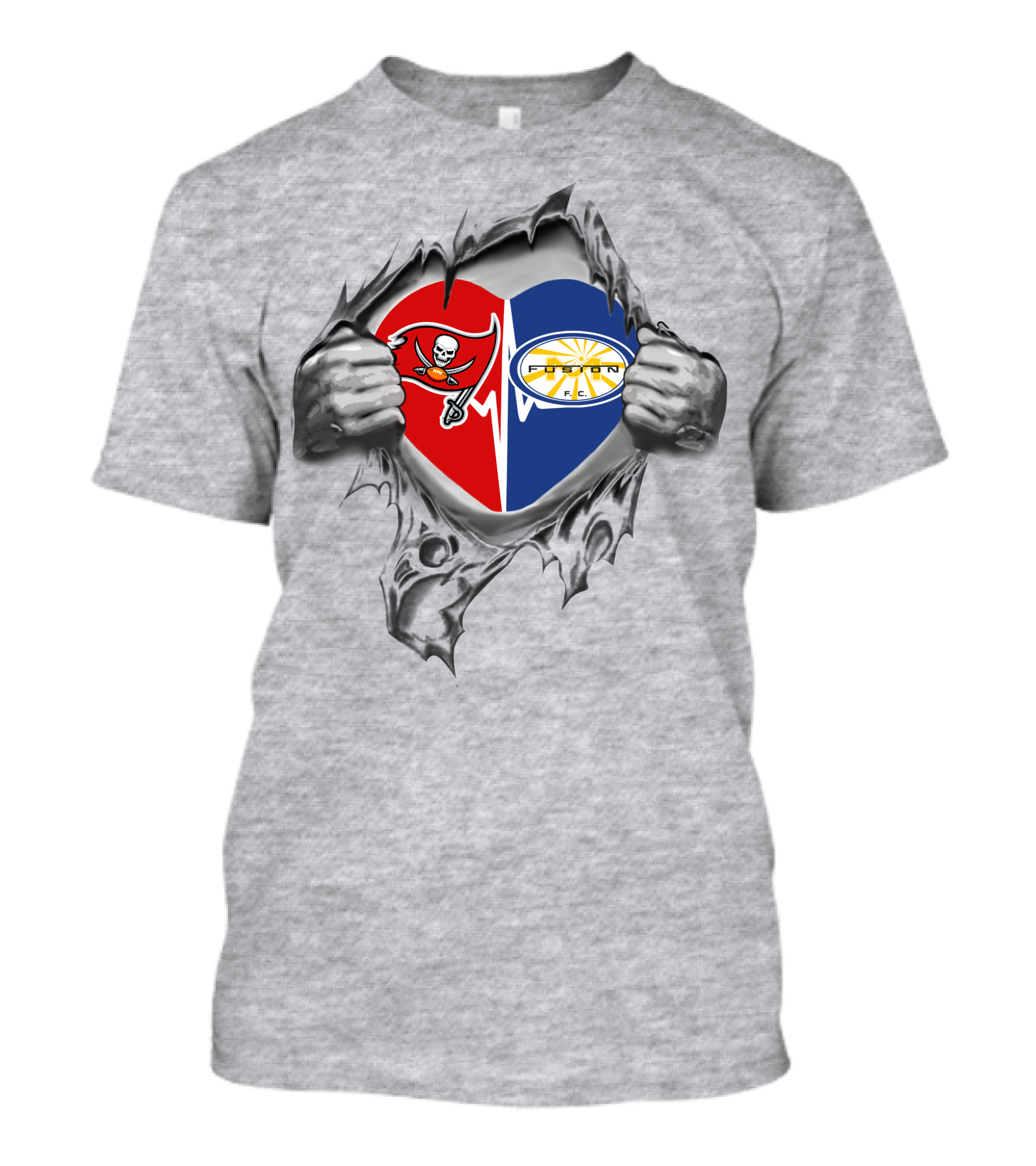 Buccaneers Miami Fusion It's In My Heart Logos Torn T-Shirt