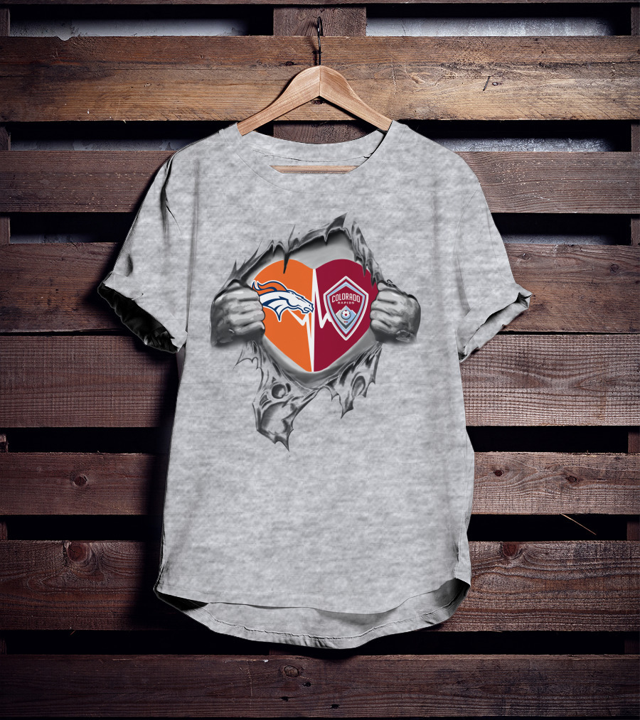 Broncos Colorado Rapids Heart T-Shirt