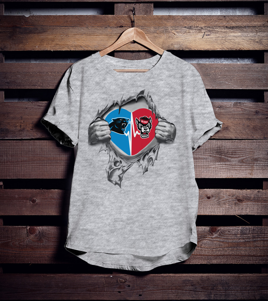 Panthers Nc State Wolfpack Heart T-Shirt