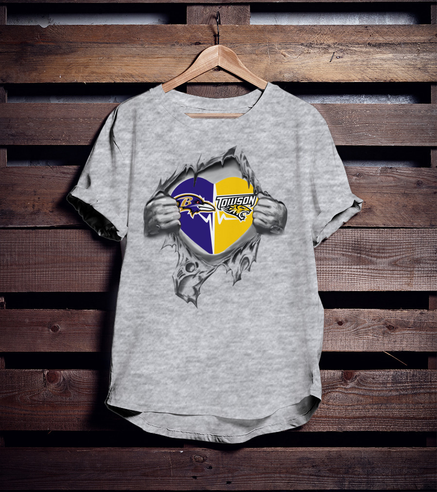 Ravens Towson Tigers Heart Design 187 T-Shirt