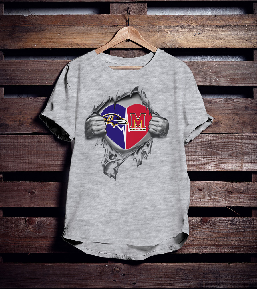 Ravens Maryland Terrapins It's In My Heart Baltimore Football College Pride T-Shirt