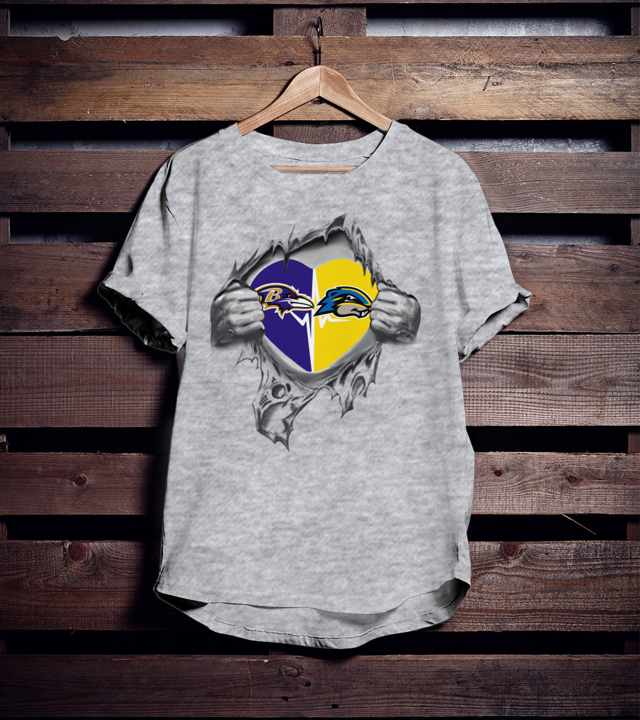 Baltimore Ravens Goucher Gophers Heart Logo Fusion T-Shirt
