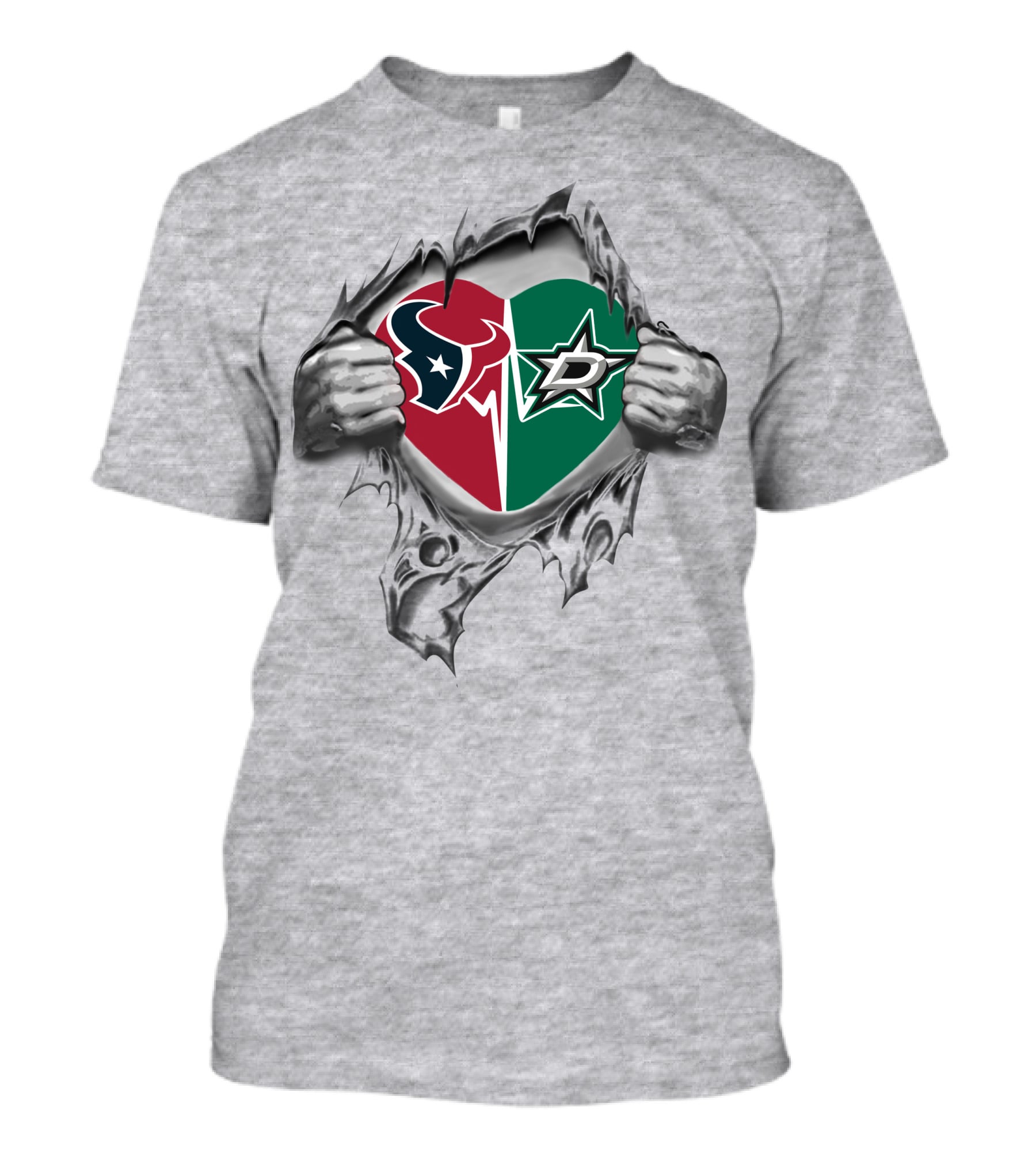 Texans Dallas Stars Heart Design 214-Front T-Shirt