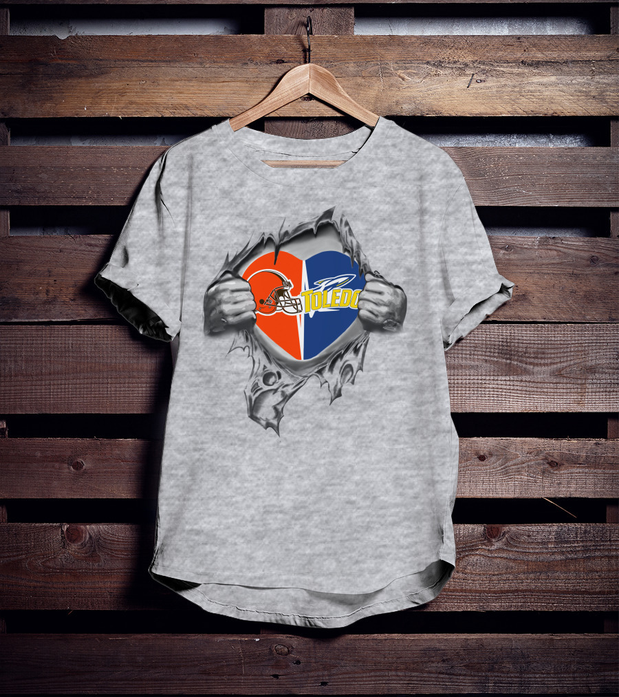 Cleveland Browns Toledo Rockets Heart Tear T-Shirt