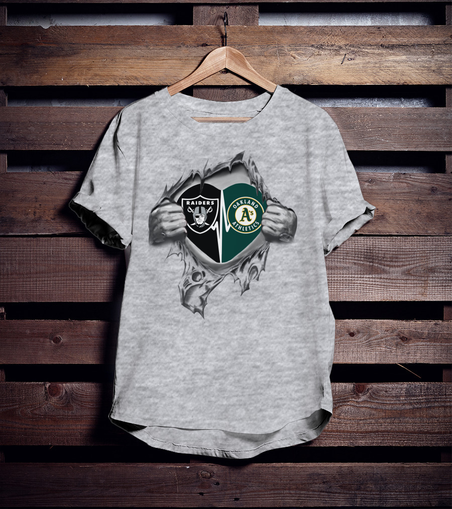 Oakland Athletics Raiders Logos It's In My Heart T-Shirt