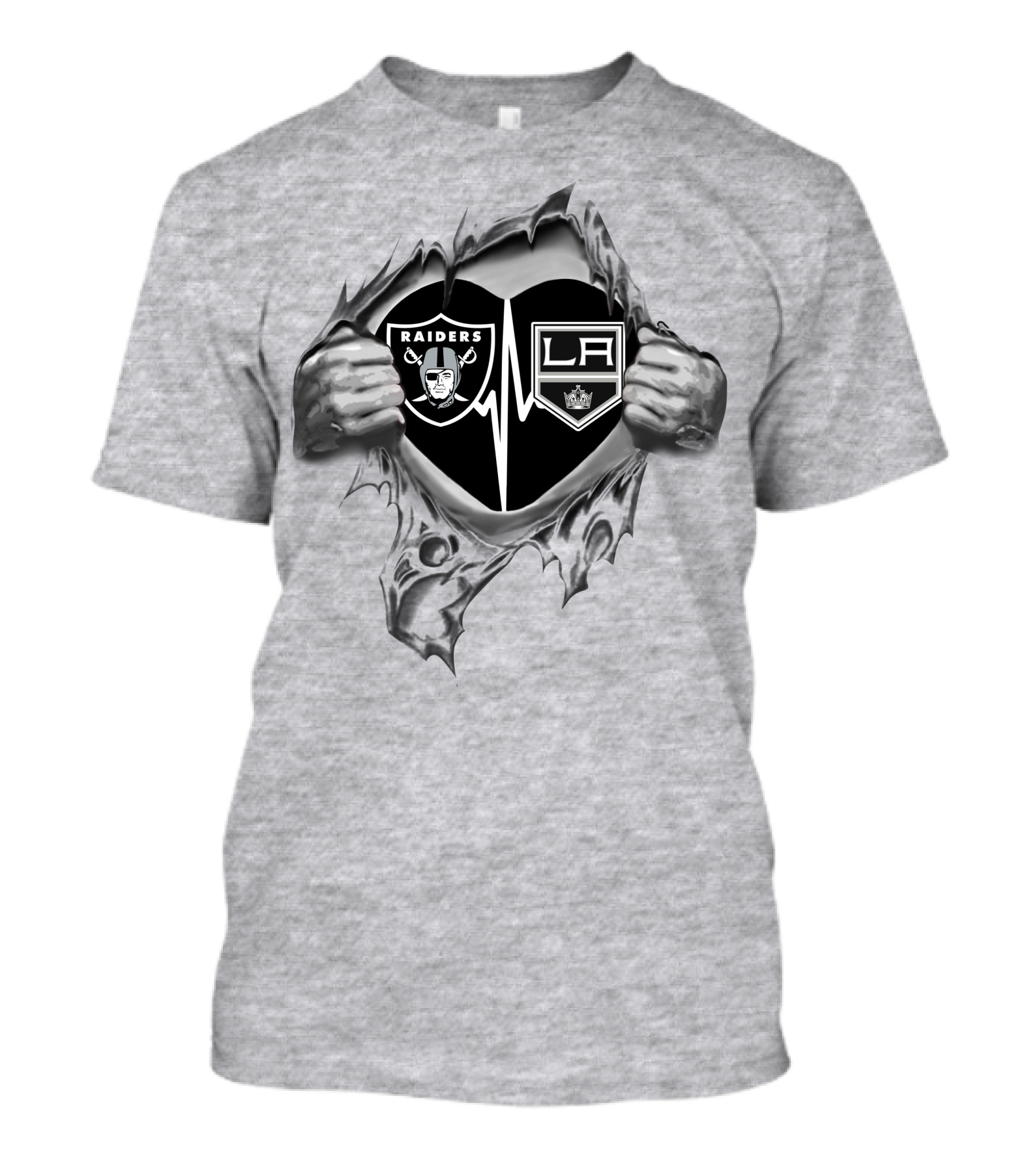 Raiders Los Angeles Kings Heartbeat T-Shirt