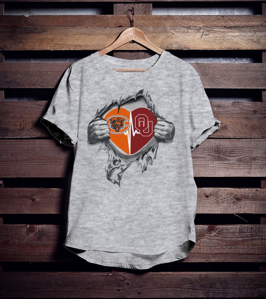 Chicago Bears Oklahoma Sooners Heart Design 347 Bears It's In My Heart T-Shirt