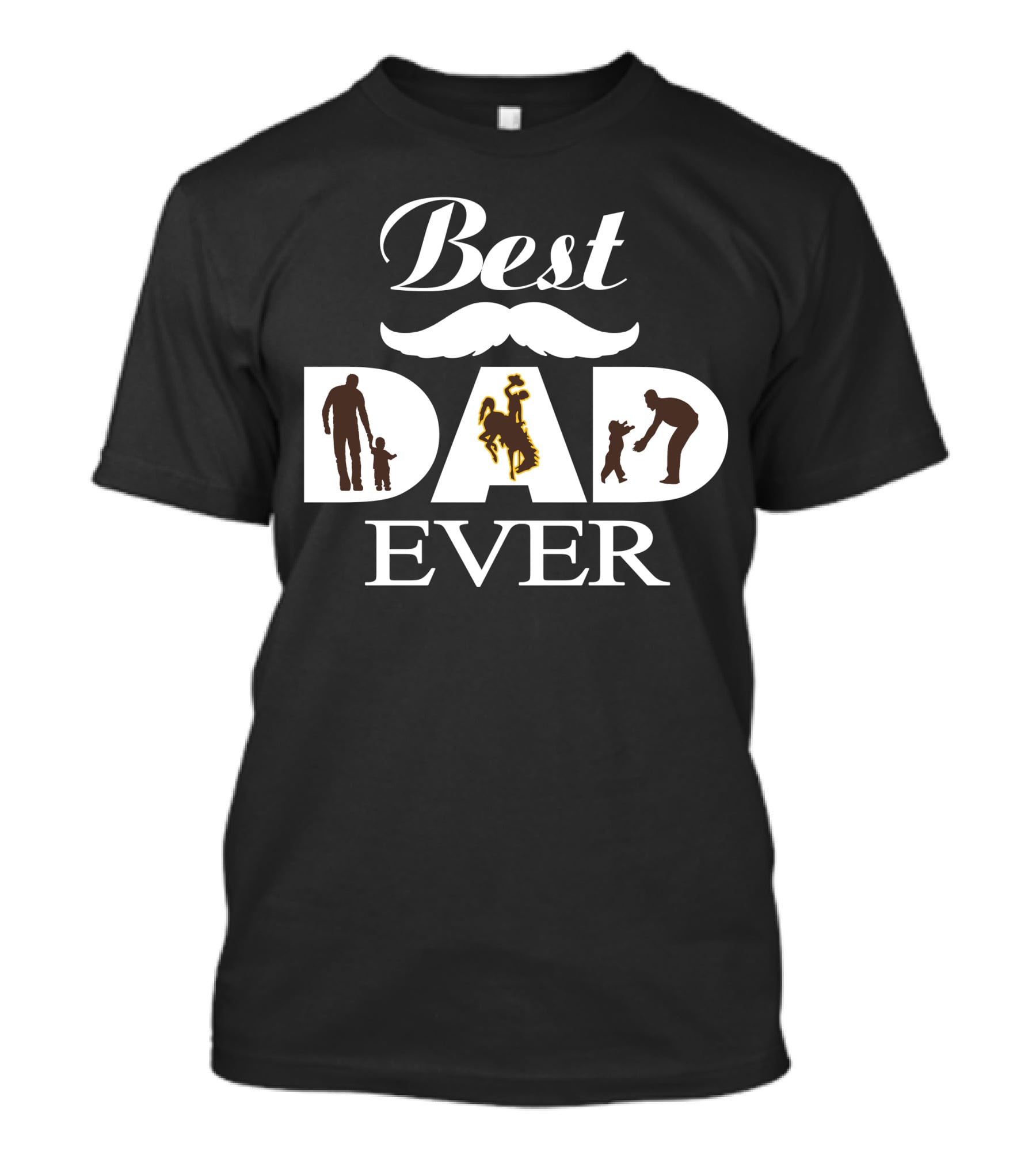 Best Dad Ever Wyoming Cowboys Silhouette T-Shirt