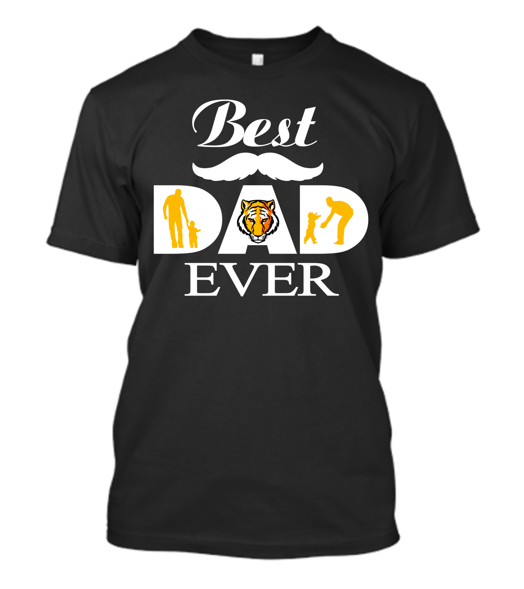 Best Dad Ever Tiger Silhouette Father And Child T-Shirt