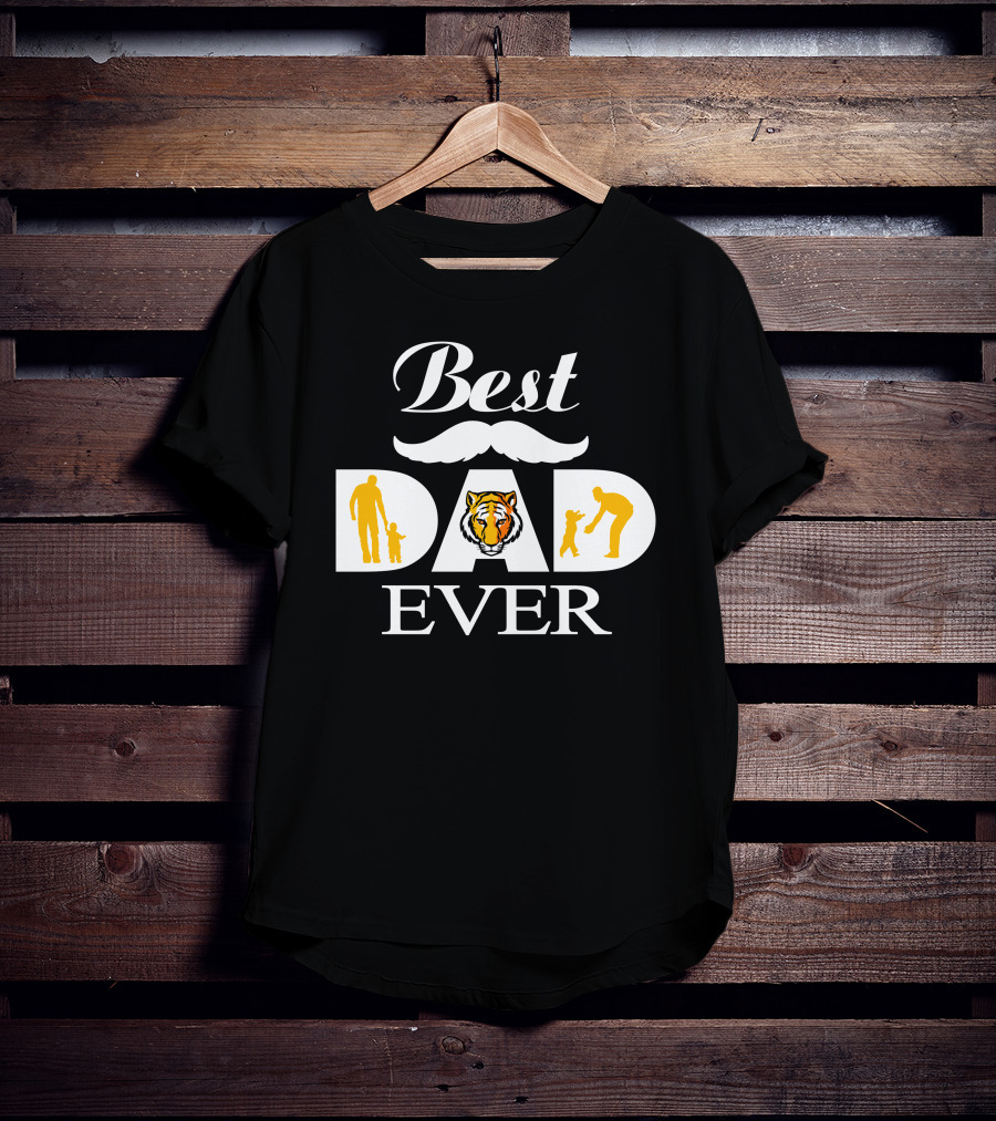 Best Dad Ever Tiger Silhouette Father And Child T-Shirt