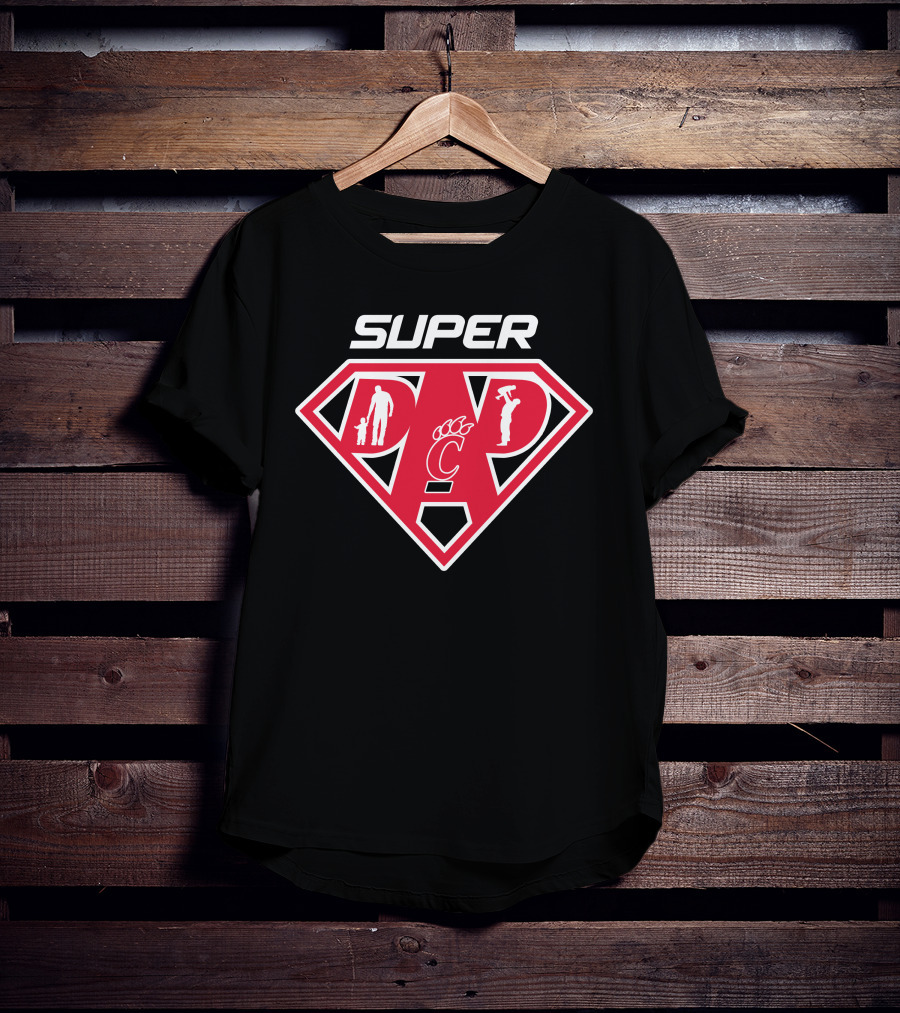 Cincinnati Bearcats Super Dad Emblem With Heroic Symbol And Athletic Pride T-Shirt