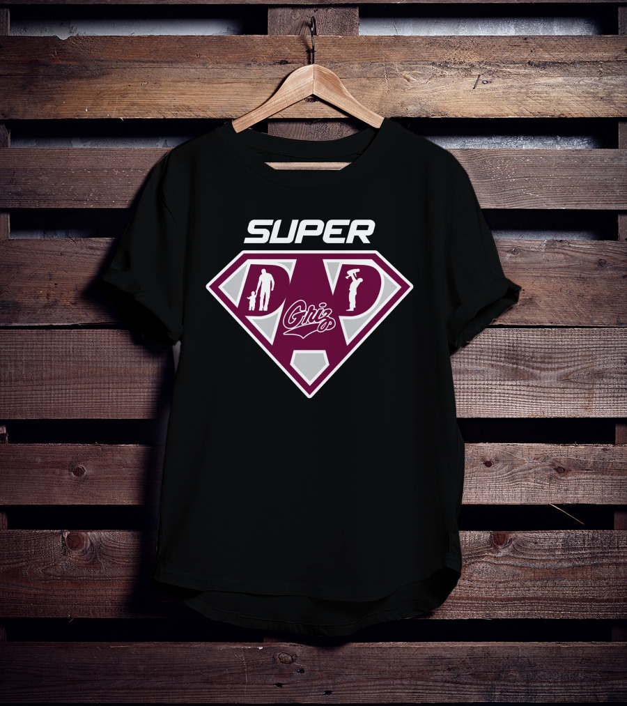 Montana Grizzlies Super Dad Shield Logo With Griz T-Shirt