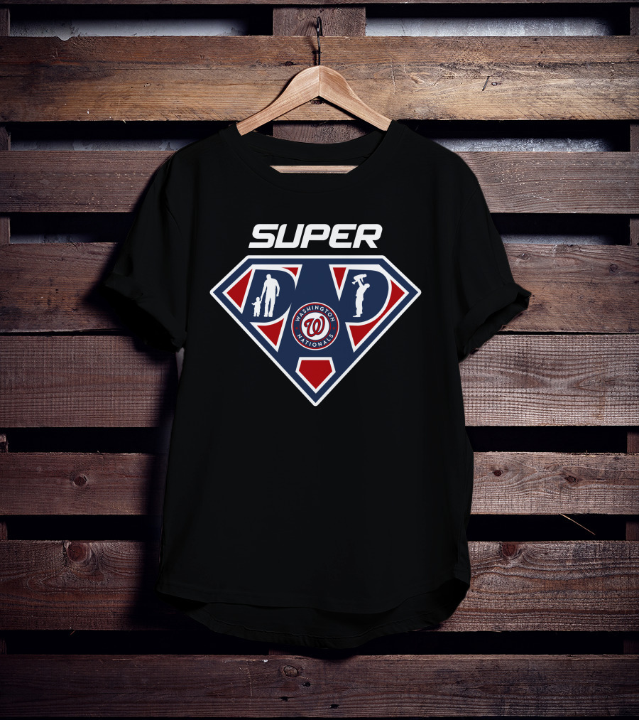 Washington Nationals Super Dad Logo Featuring Baseball Silhouette And Child T-Shirt