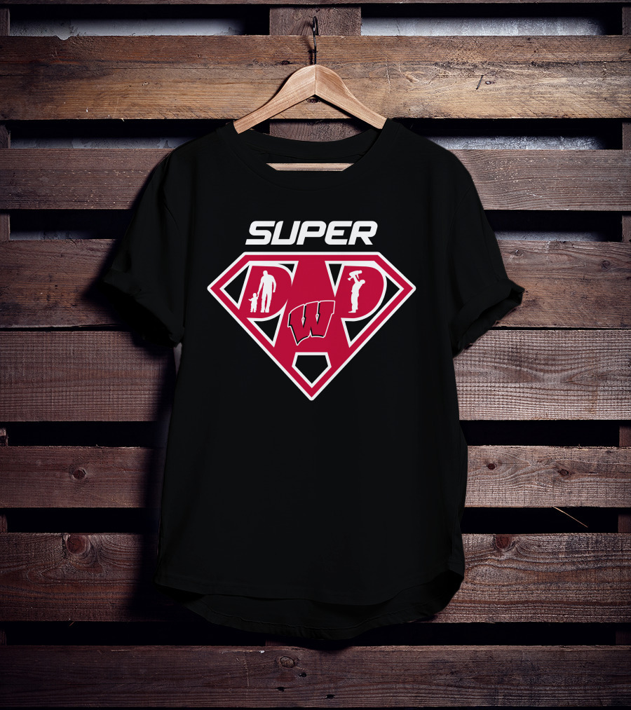 Super Wisconsin Badgers Dad Logo Plaque T-Shirt