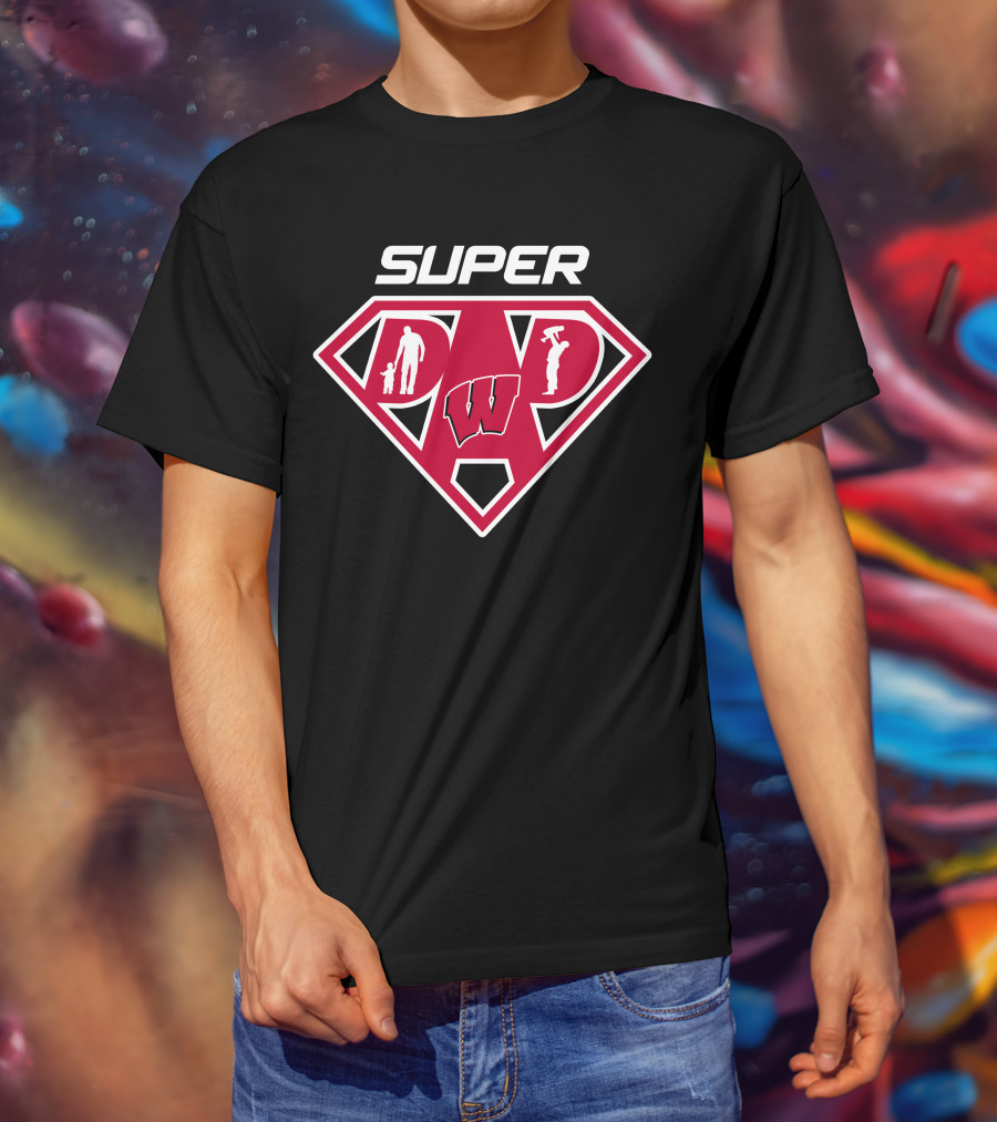 Super Wisconsin Badgers Dad Logo Plaque T-Shirt