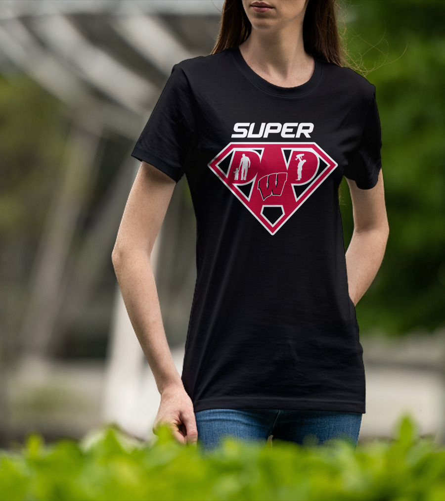 Super Wisconsin Badgers Dad Logo Plaque T-Shirt