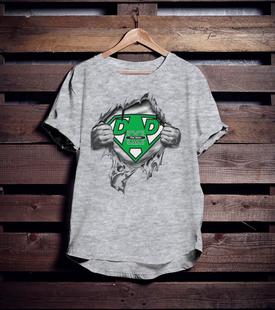Marshall Thundering Herd Super Dad Logo The Herd Superman Style T-Shirt