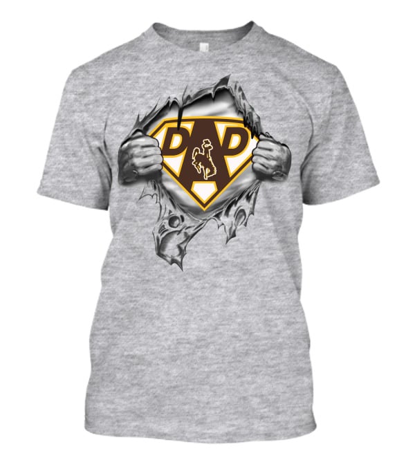 Wyoming Cowboys Super Dad Emblem Ripped T-Shirt