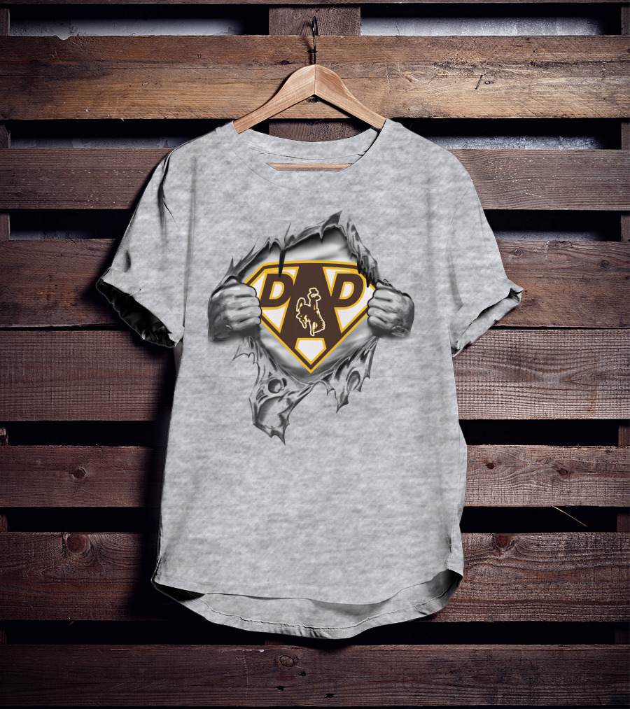 Wyoming Cowboys Super Dad Emblem Ripped T-Shirt