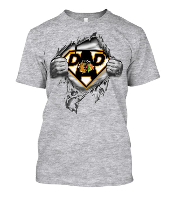Chicago Blackhawks Super Dad Logo Inside Ripped T-Shirt