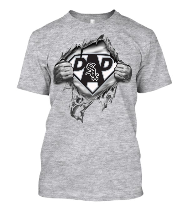Super Dad Chicago White Sox Logo In Ripped T-Shirt