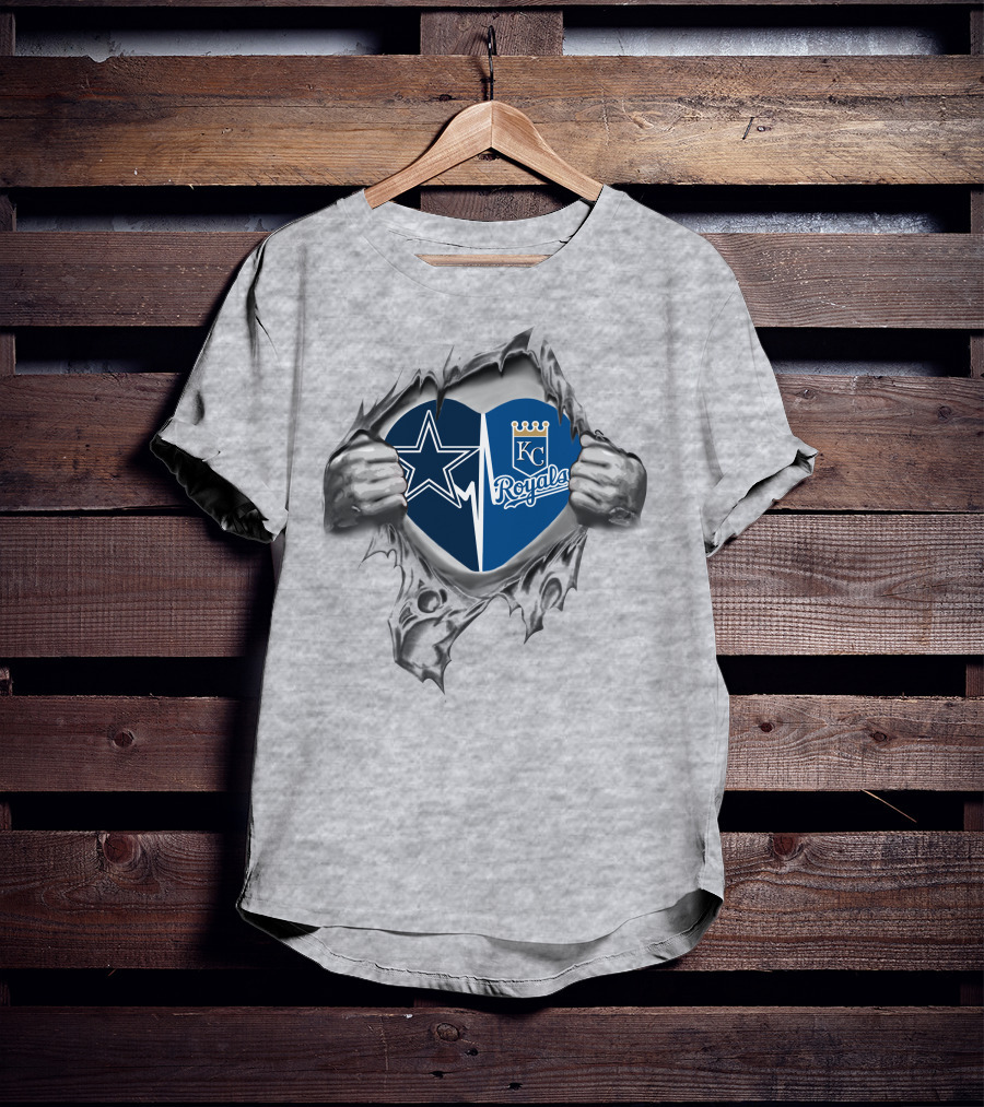 Cowboys Kansas City Royals Heart Duo Burst T-Shirt