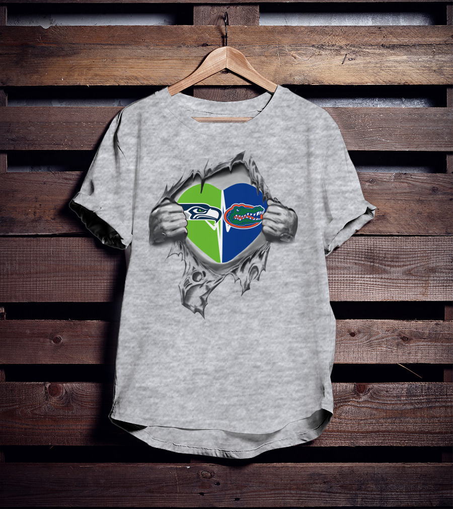 Seahawks Florida Gators Heart Combination T-Shirt