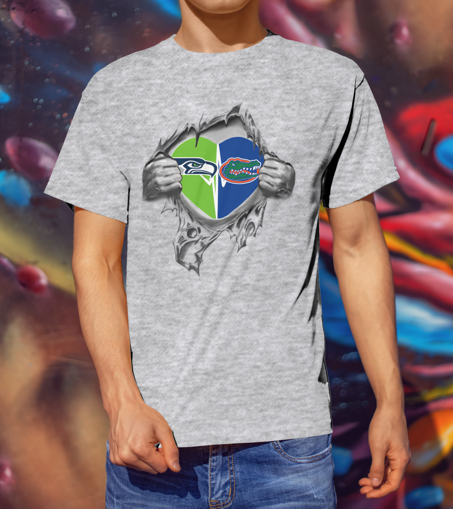 Seahawks Florida Gators Heart Combination T-Shirt